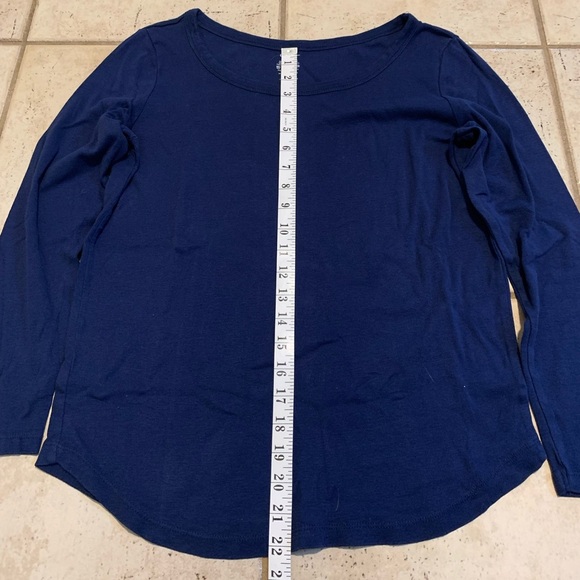 💜 George Navy Blue Long Sleeve T-Shirt XL/TG 100% Cotton Scoop Neck Tee Basic - Picture 5 of 5